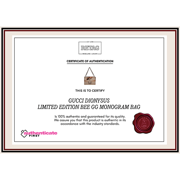 Gucci Dionysus Limited Edition Bee Gg Monogram Bag