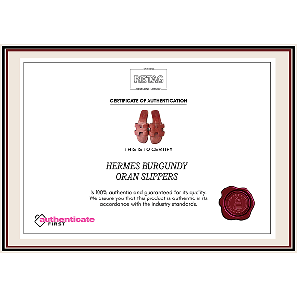 HERMES BURGUNDY ORAN SLIPPERS