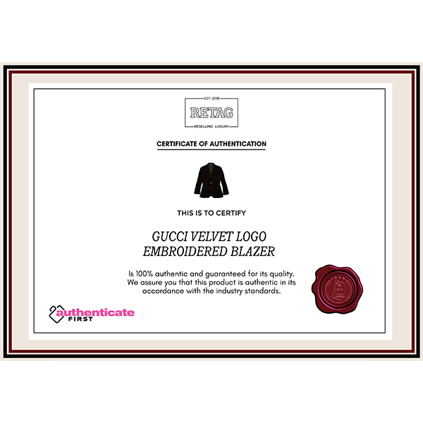 Gucci Velvet Logo Embroidered Blazer