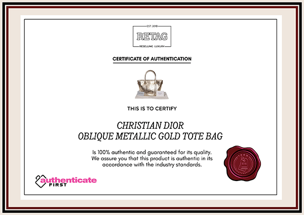 Christian Dior Oblique Metallic Gold Tote Bag