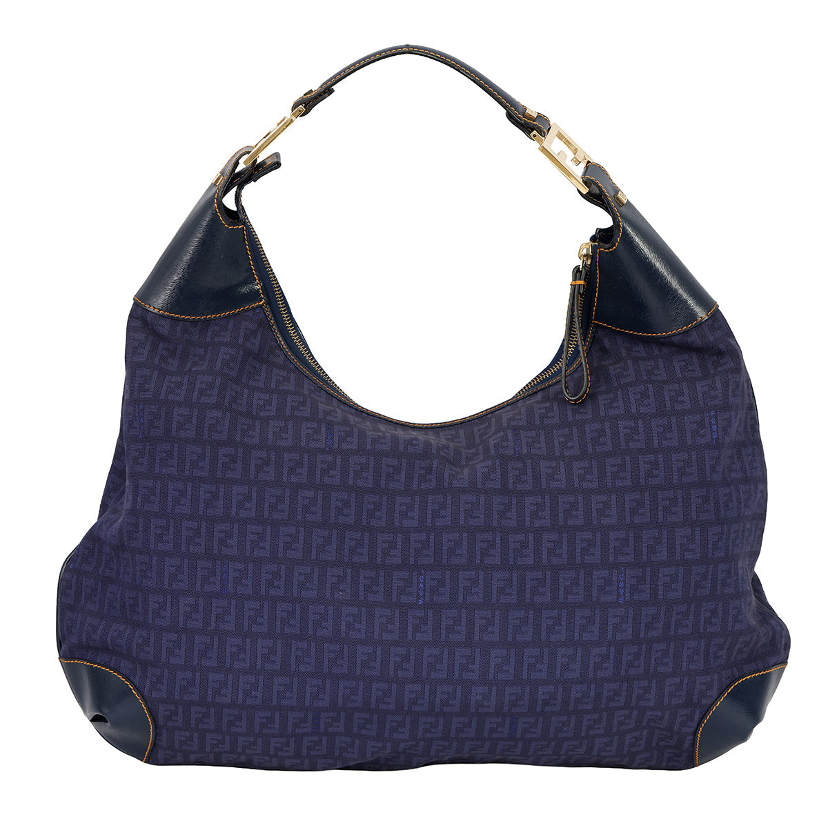 FENDI BLUE MAMA BAGUETTE MONOGRAM HANDBAG