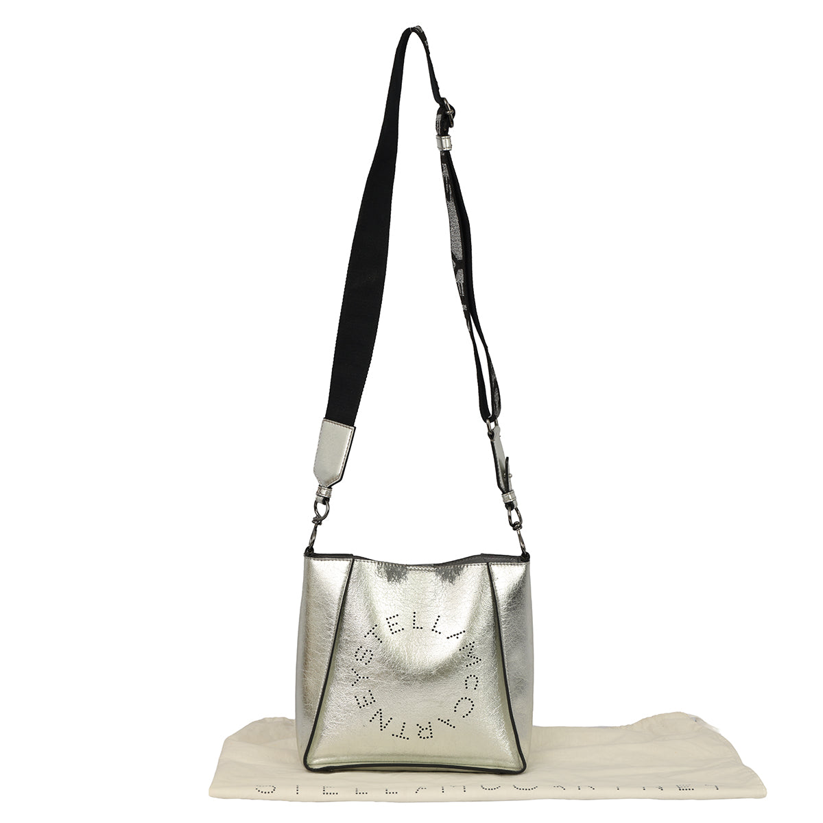 STELLA MCCARTNEY ECO METALLIC SILVER SLING BAG