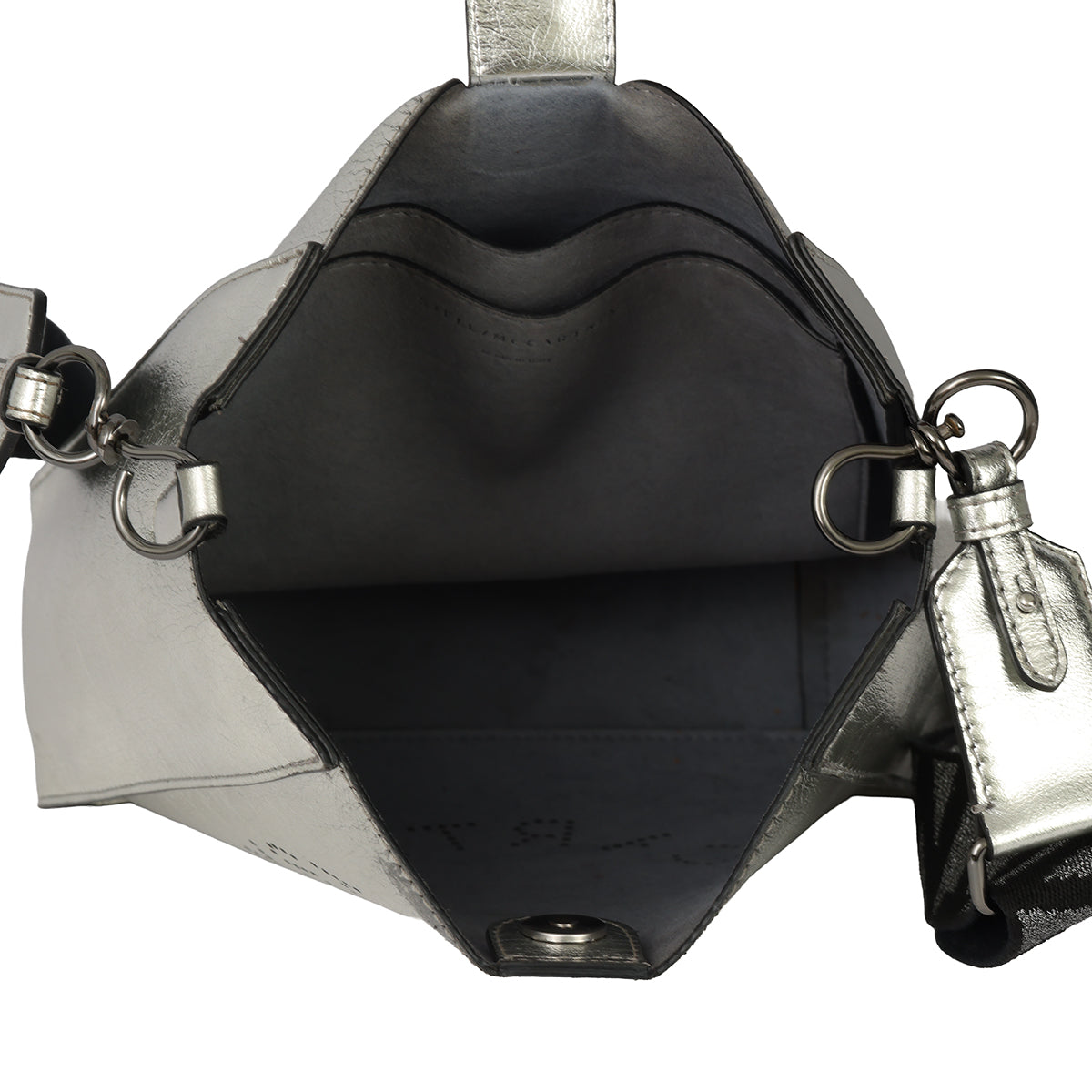 STELLA MCCARTNEY ECO METALLIC SILVER SLING BAG