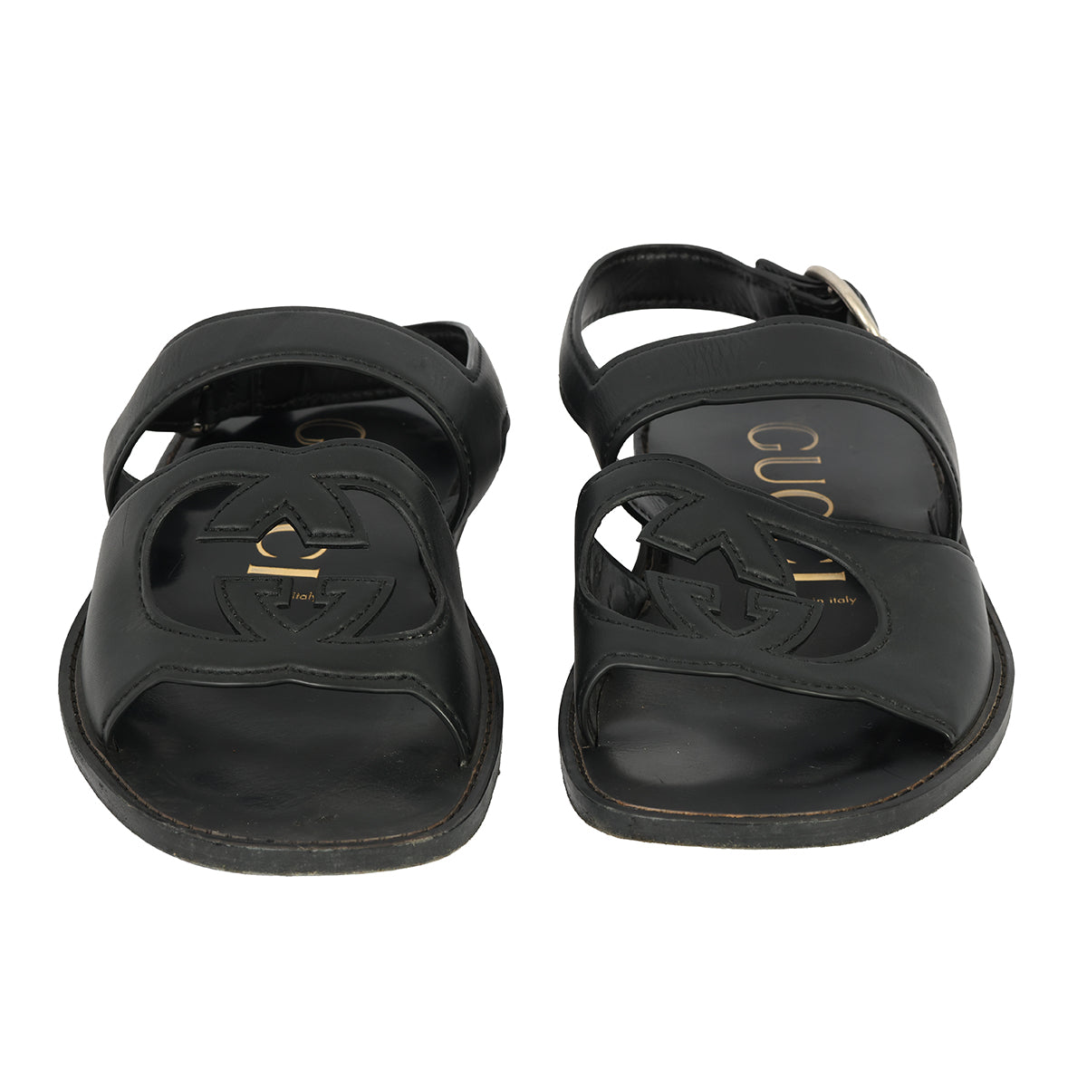 GUCCI EU – 40 INTERLOCKING G LEATHER SANDALS