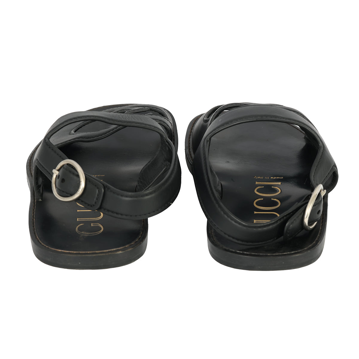 GUCCI EU – 40 INTERLOCKING G LEATHER SANDALS