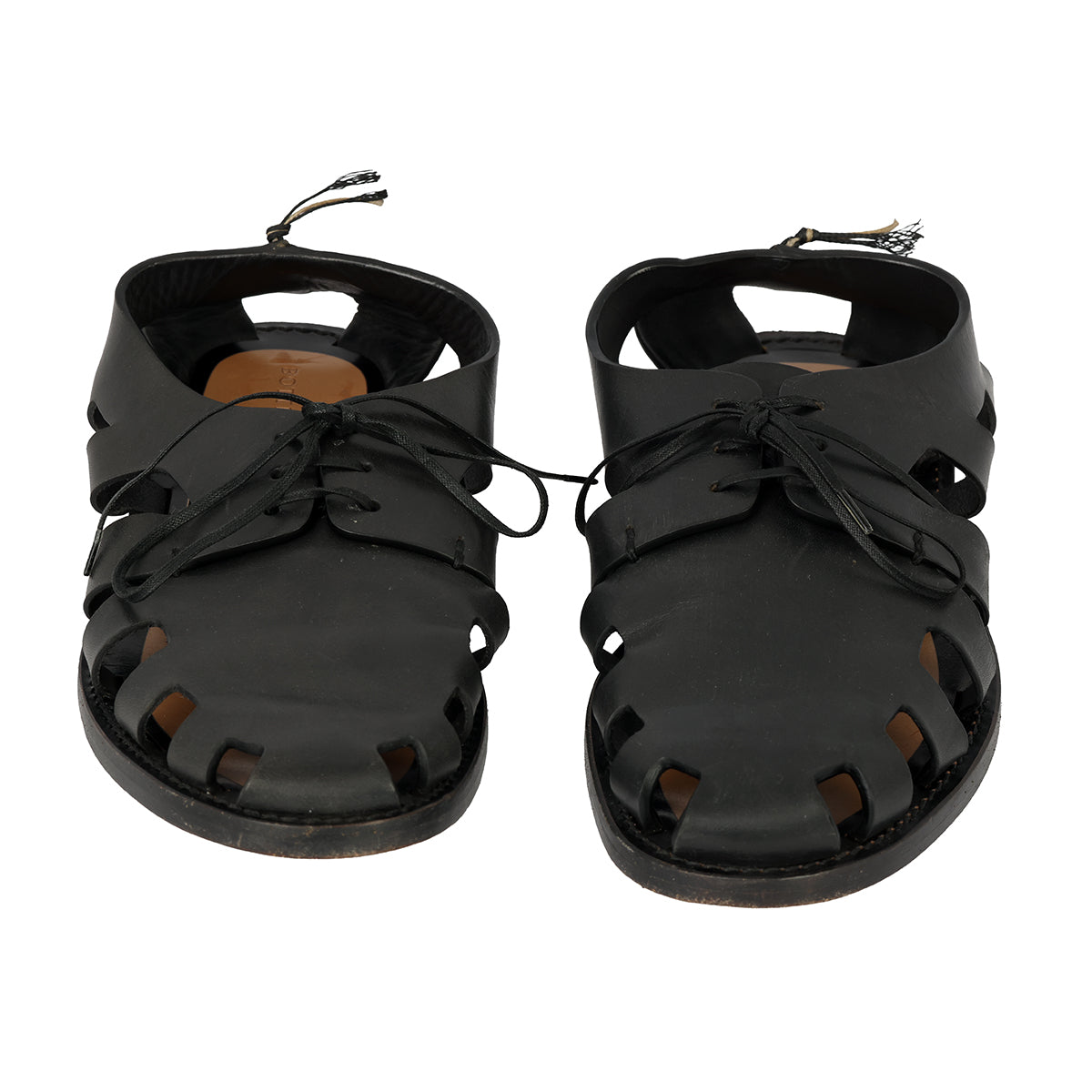 BOTTEGA VENETA EU – 39 BLACK LEATHER CUTOUT DERBYSHOES