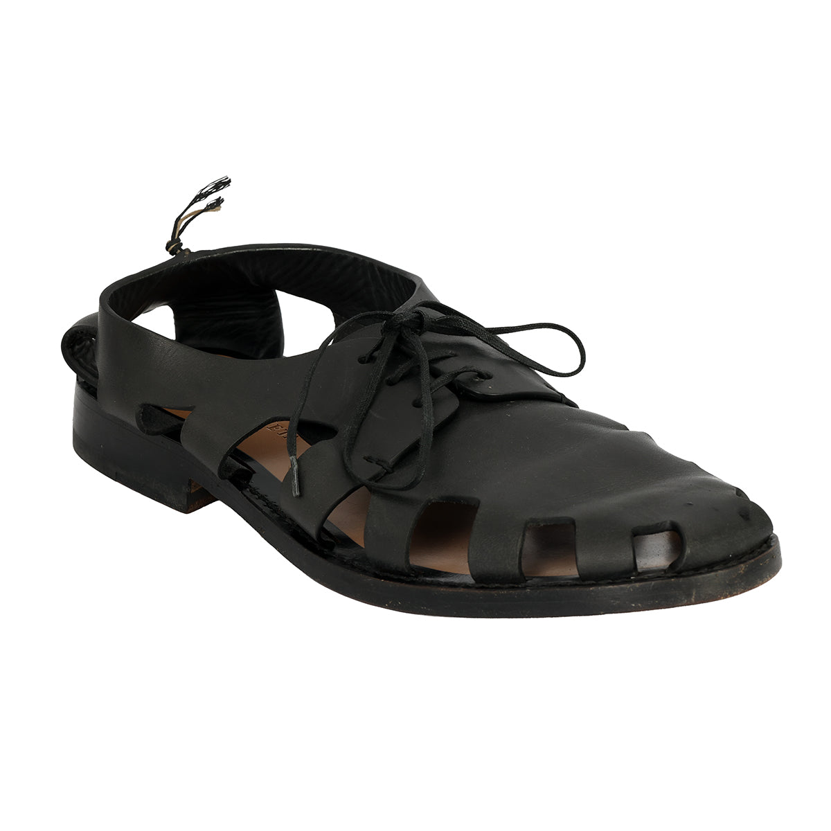 BOTTEGA VENETA EU – 39 BLACK LEATHER CUTOUT DERBYSHOES