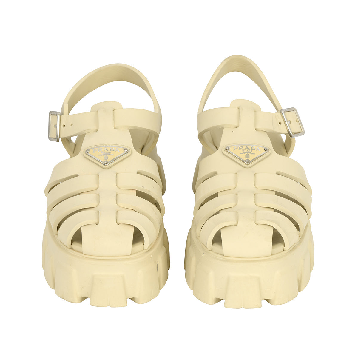 PRADA EU-40 MONOLITH RUBBER SANDALS