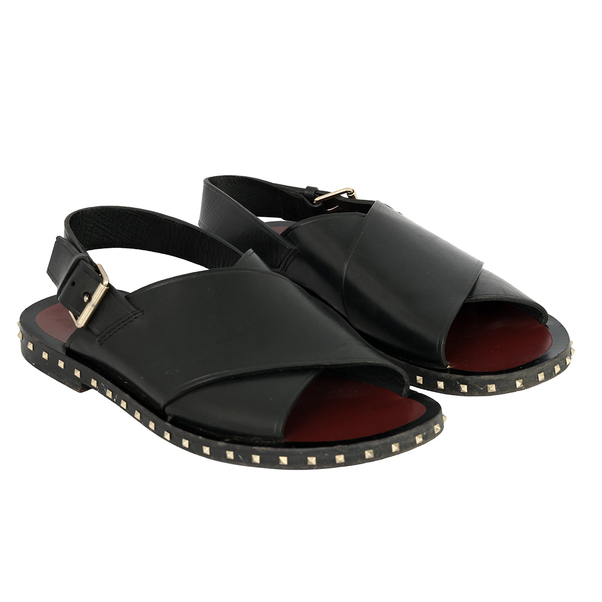 VALENTINO GARAVANI EU – 39 ROMAN STUD LEATHERSLINGBACK SANDALS