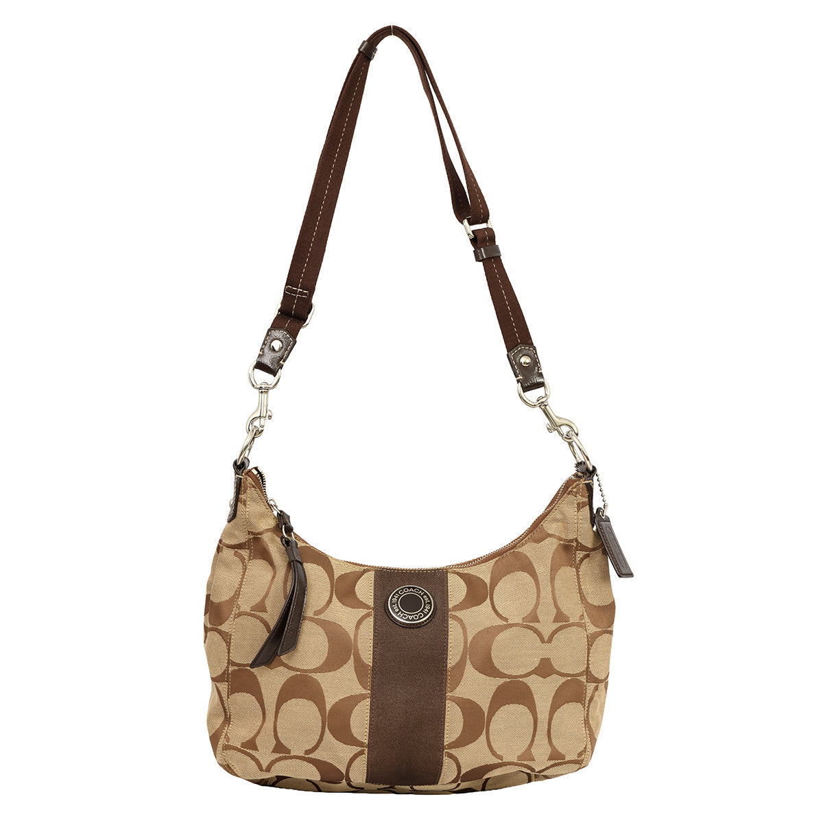 COACH SIGNATURE STRIPE CONVERTIBLE HOBO SHOULDER BAG
