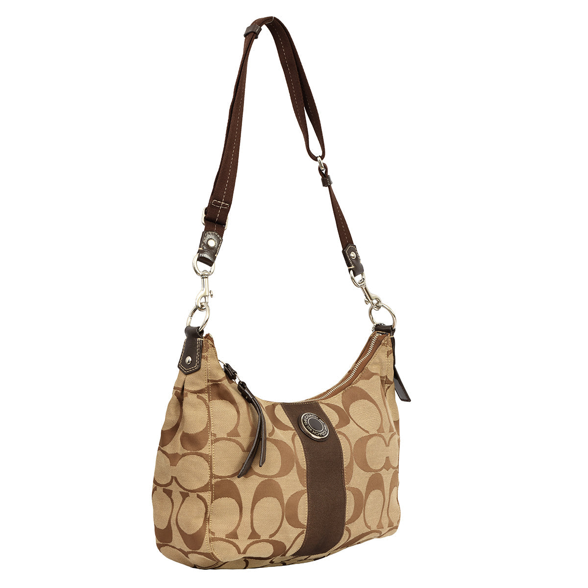 COACH SIGNATURE STRIPE CONVERTIBLE HOBO SHOULDER BAG