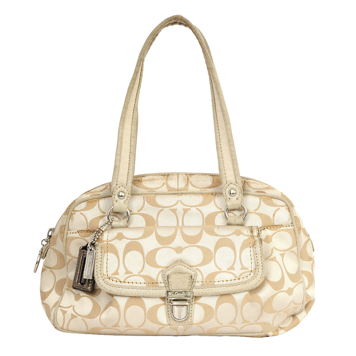 COACH POPPY SIGNATURE SATEEN PUSHLOCK SATCHEL