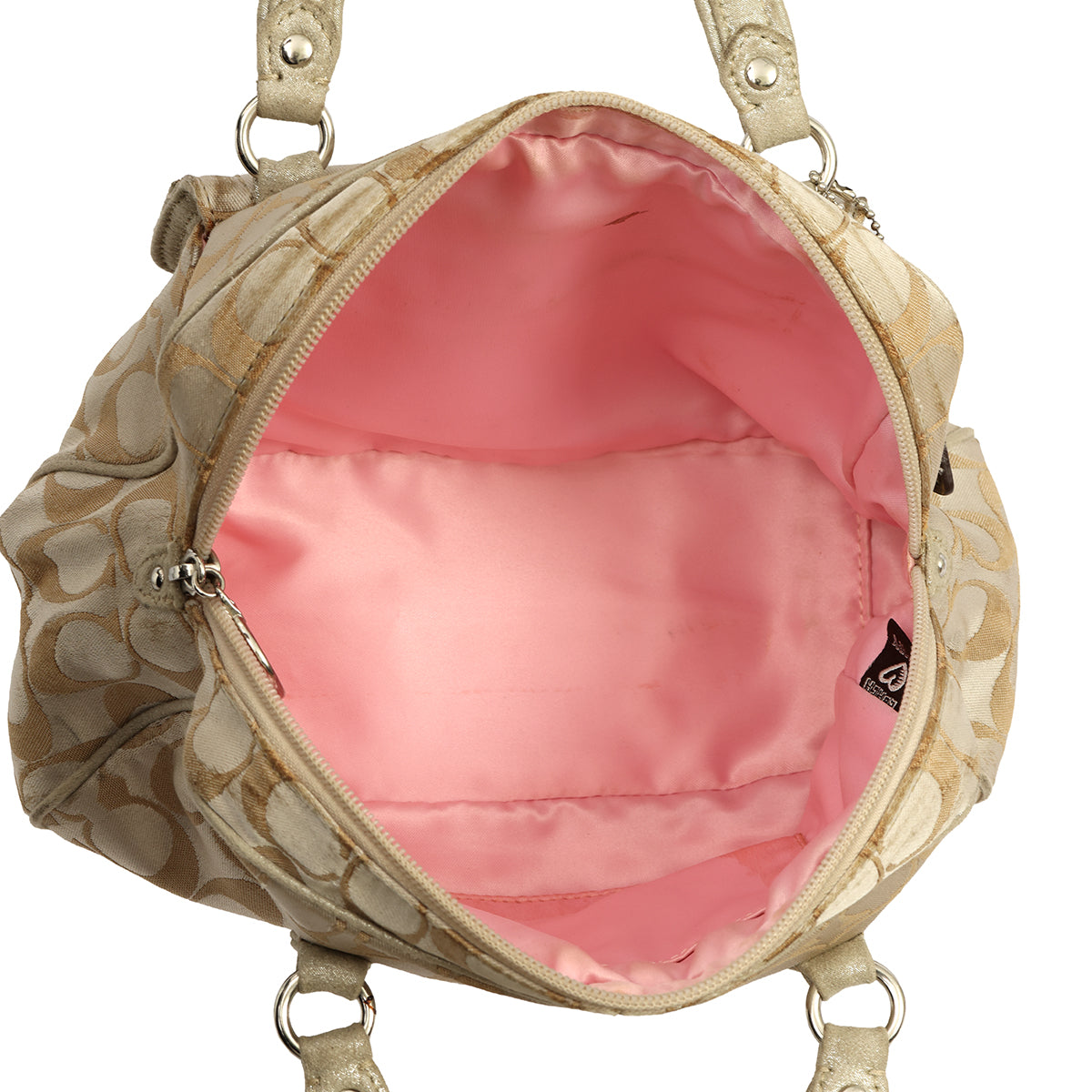 COACH POPPY SIGNATURE SATEEN PUSHLOCK SATCHEL