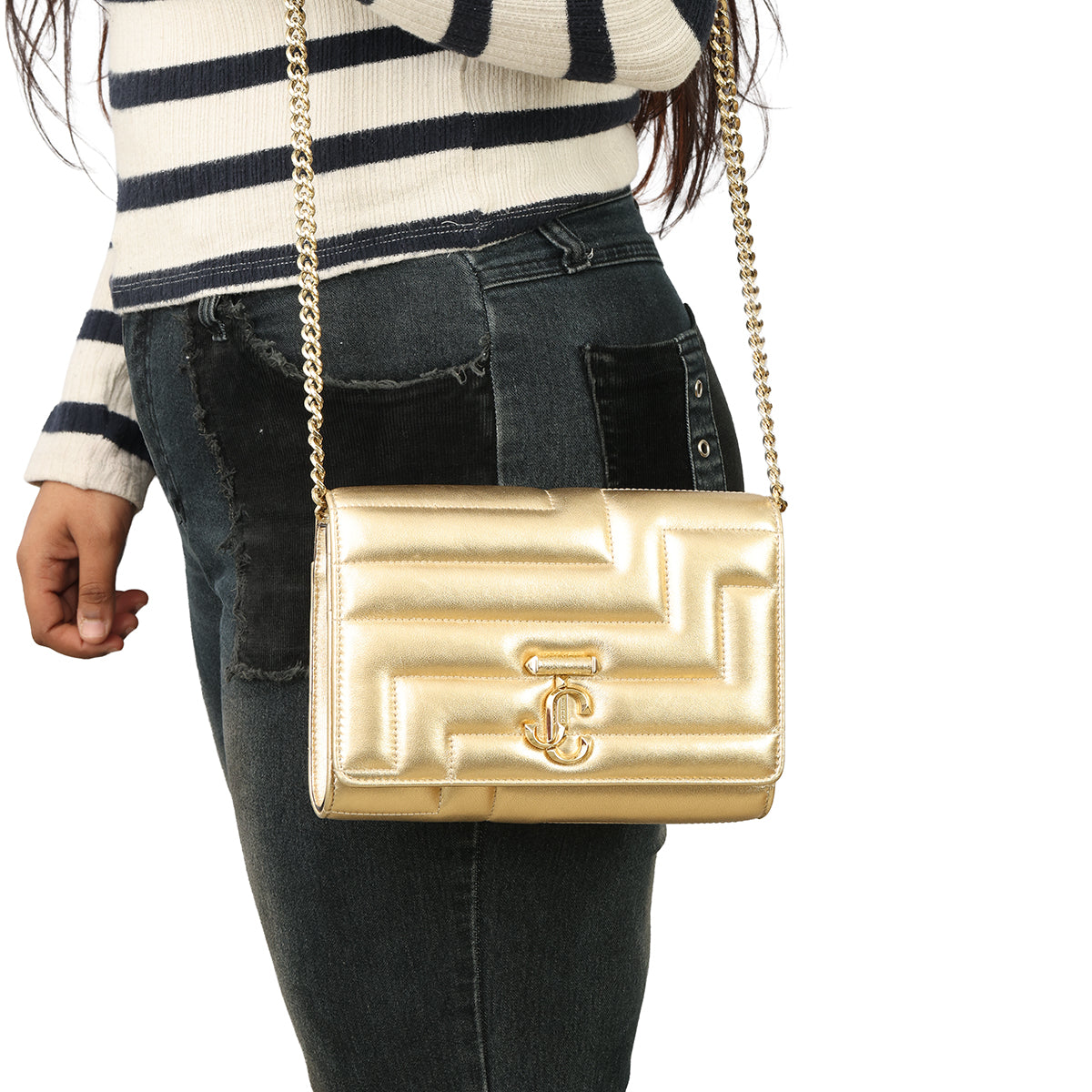 JIMMY CHOO VARENNE AVENUE GOLDEN CLUTCH