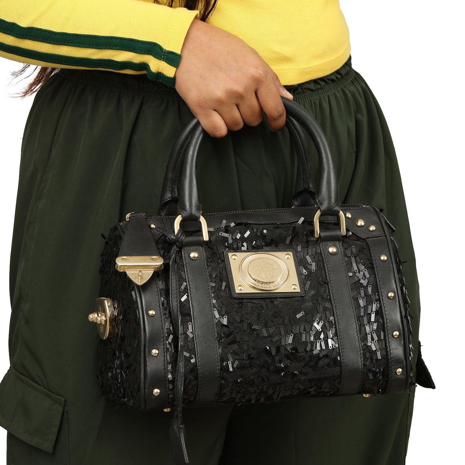 VERSACE SNAP OUT OF IT TOP HANDLE BAG