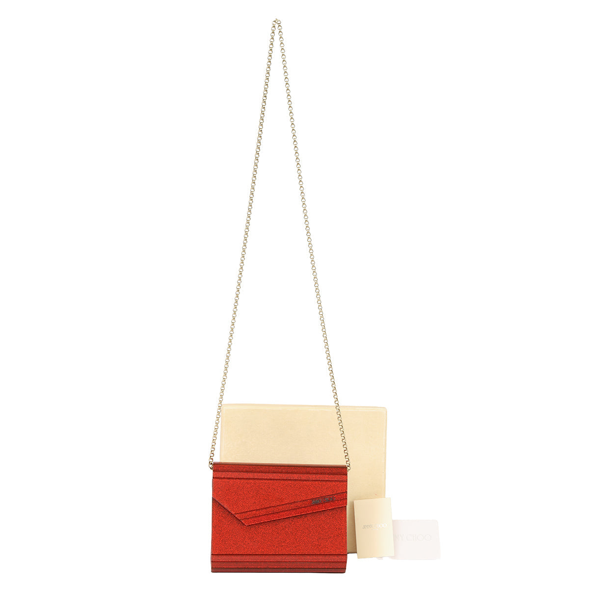 JIMMYCHOO RED CANDY CLUTCH BAG