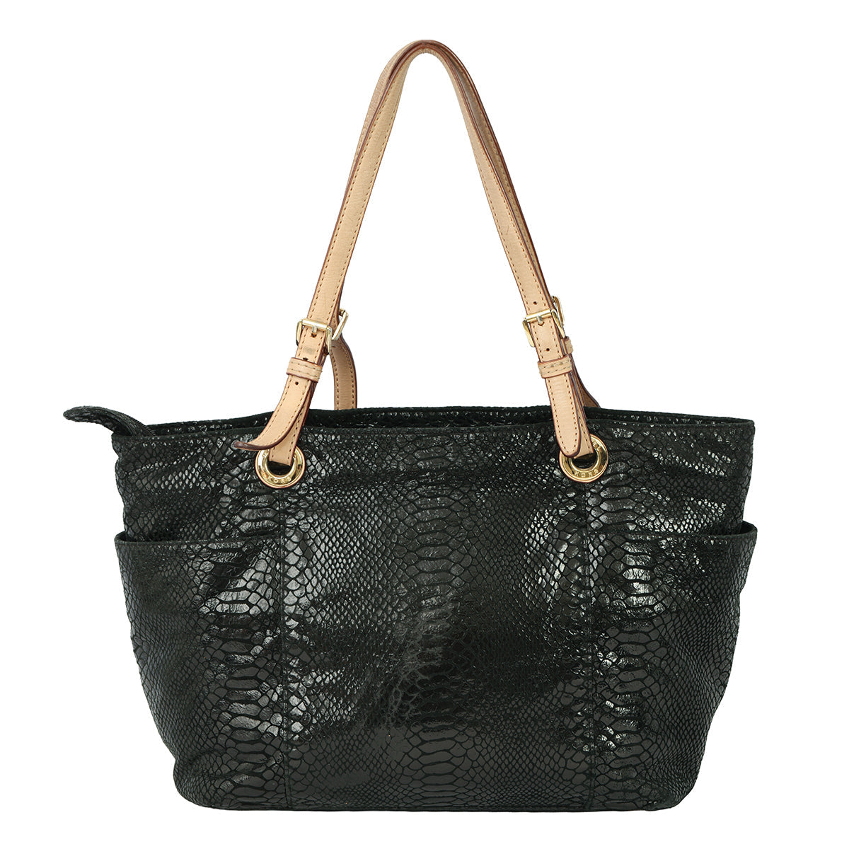 MICHAEL KORS JET SET PYTHON EMBOSSED LEATHER TOTE