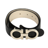 SALVATORE FERRAGAMO 105 CM I 42 INCHES GANCINI REVERSIBLE SILVER BUCKLE BELT