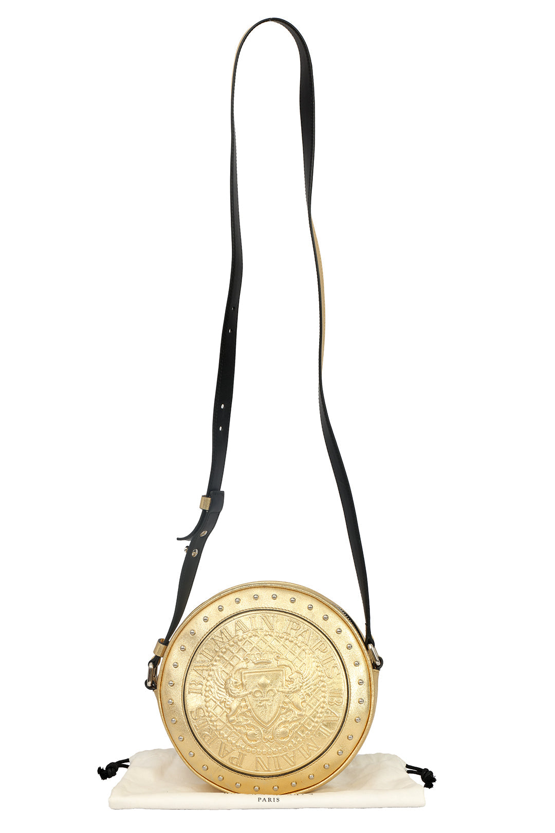 BALMAIN DISCO EMBROSSED LEATHER SHOULDER BAG