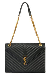 YVES SAINT LAURENT QUILTED CHEVRON LEATHER SHOULDER BAG