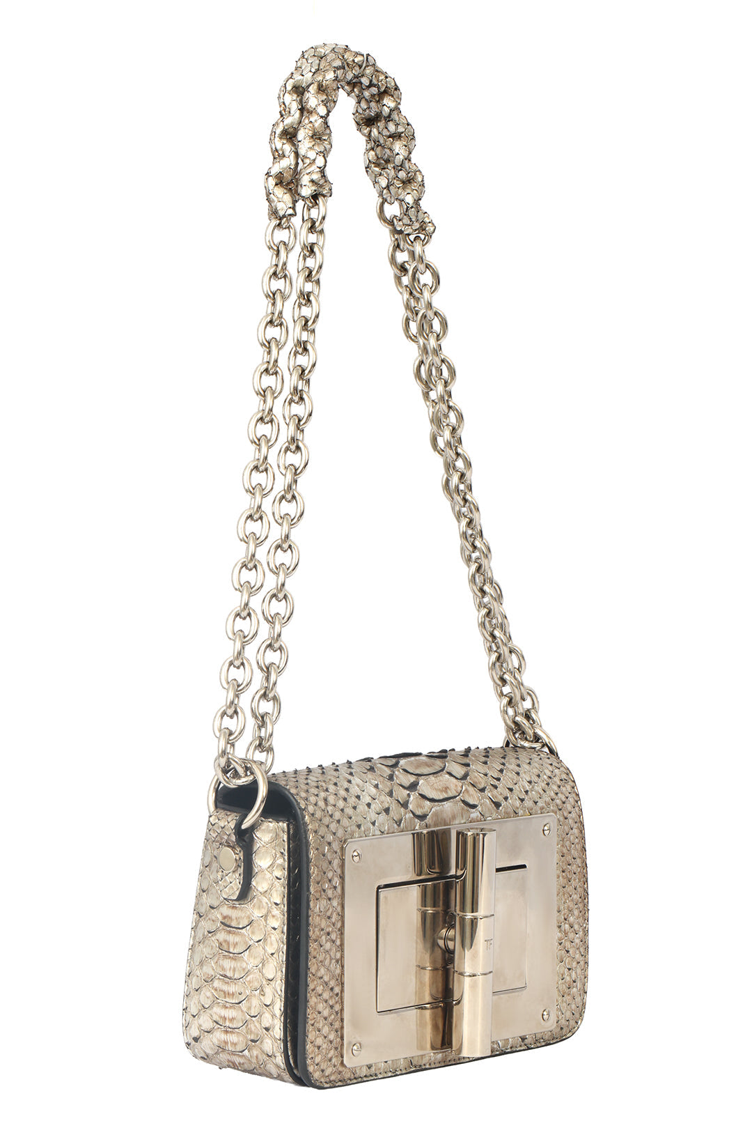 TOM FORD NATALIA METALLIC PYTHON LEATHER