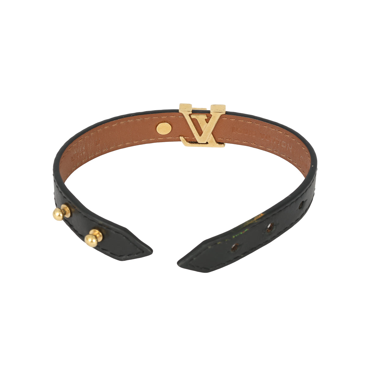 LOUIS VUITTON GOLD-TONE LV INITIALS FLOWER MONOGRAM BRACELET