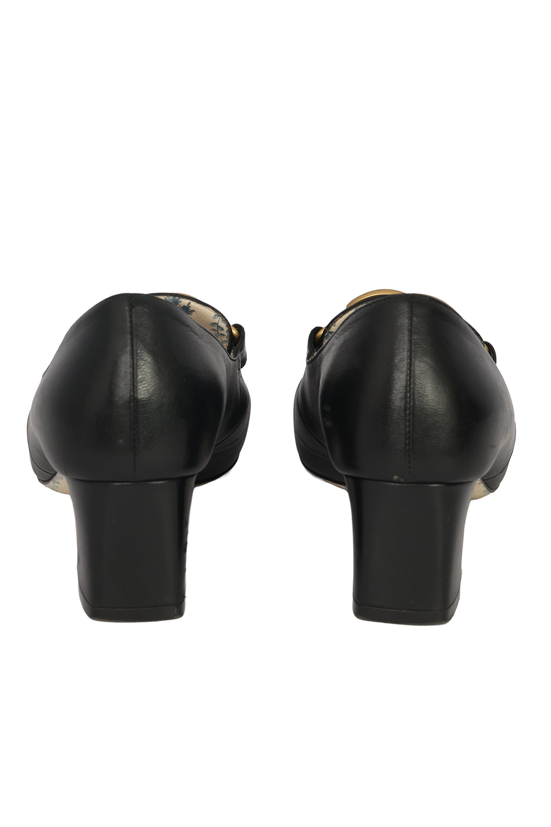 GUCCI SIZE EU : 35.5 GG MARMONT BLACK LEATHER HEELS WITH