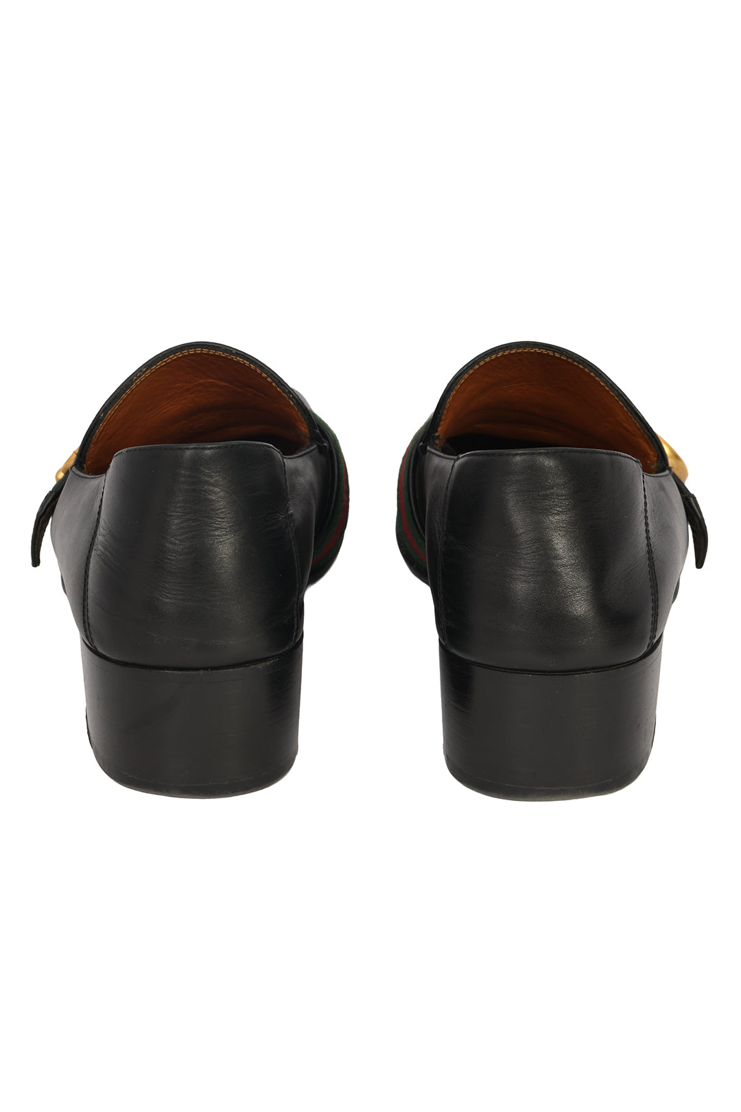 GUCCI SIZE EU : 38.5 GG WEB LOGO BLOCK HEELS