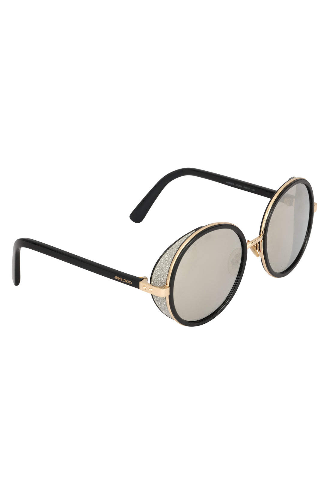 JIMMY CHOO ANDIE/S BLACK ACETATE FRAME ROUND SUNGLASSES