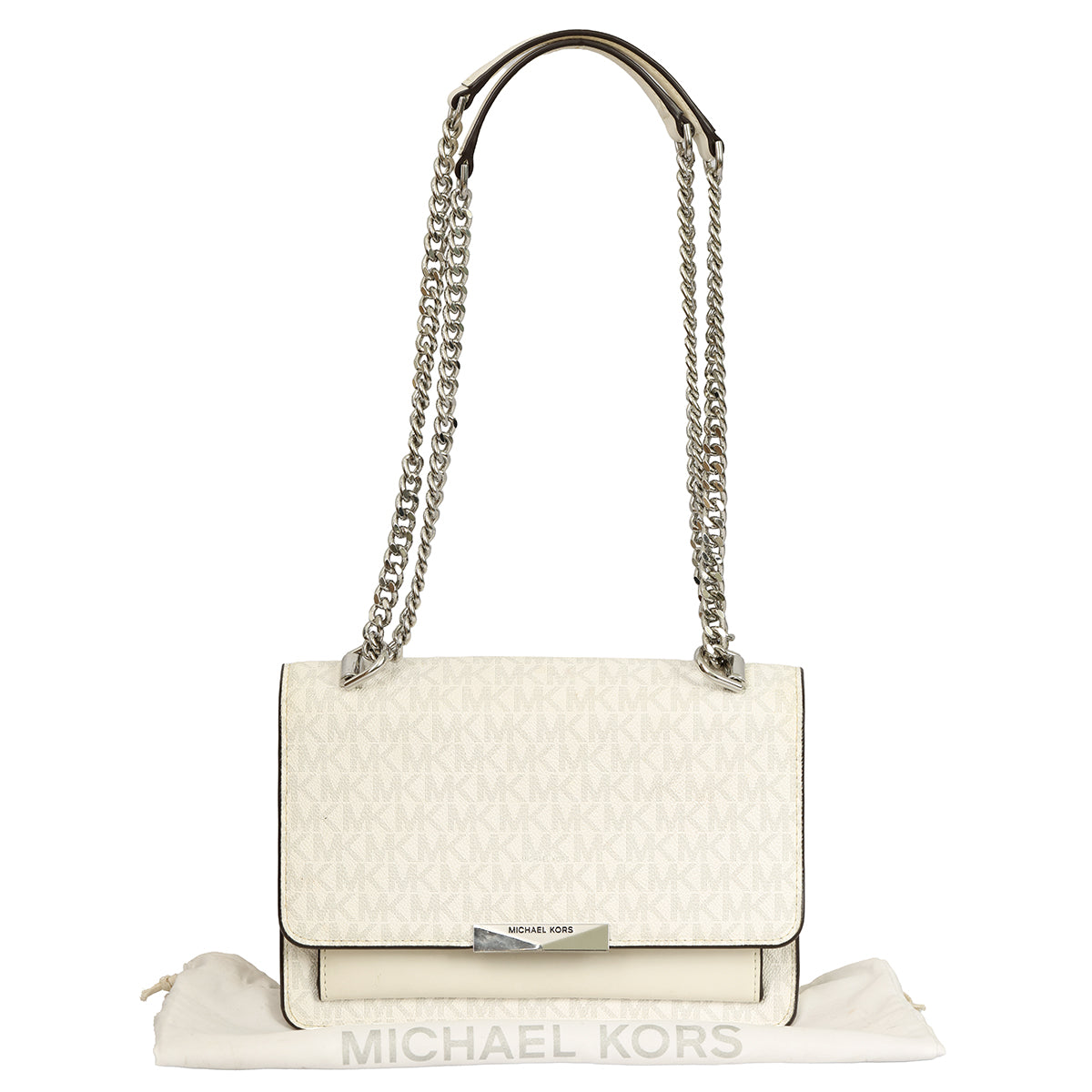 MICHAEL KORS JADE LOGO PRINT CANVAS SHOULDER BAG