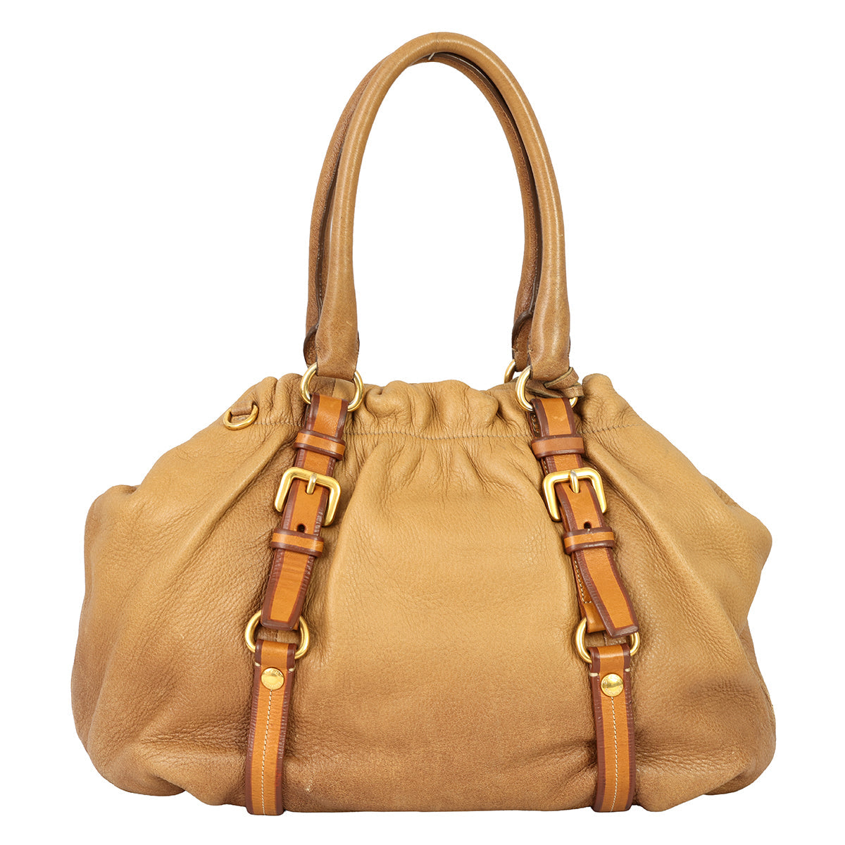 PRADA 2 WAY CALFSKIN LEATHER HANDBAG