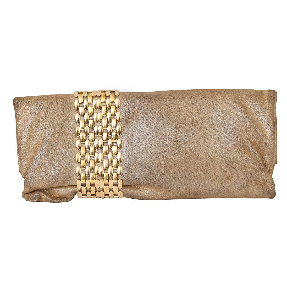 JIMMY CHOO CHANDRA GOLD SHIMMERING CLUTCH