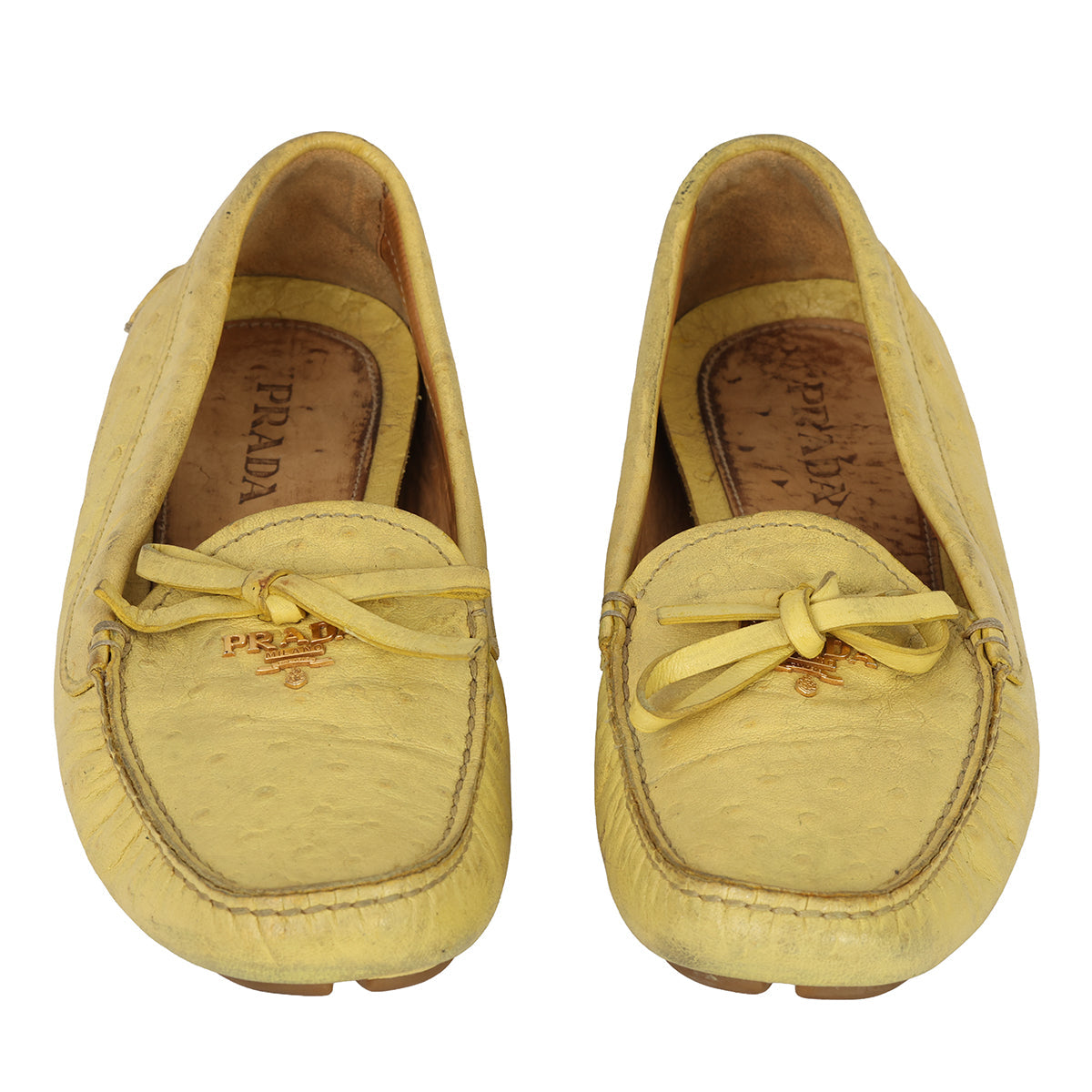 PRADA SIZE EU- 38 OSTRICH LEATHER S MOCCASIN