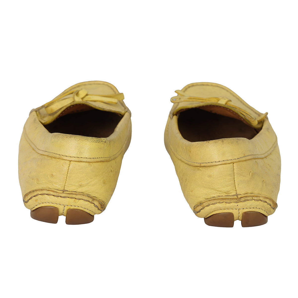 PRADA SIZE EU- 38 OSTRICH LEATHER S MOCCASIN