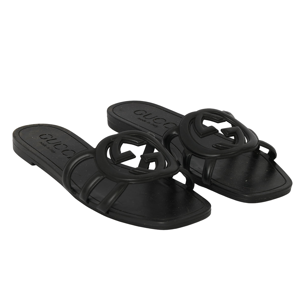 GUCCI SIZE EU 37 GG BLACK FLATS
