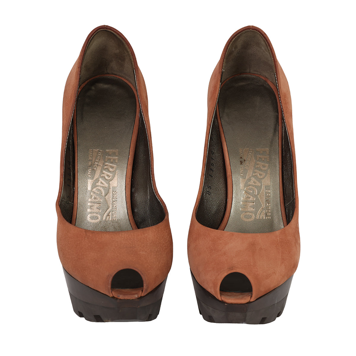 SALVATORE FERRAGAMO SIZE EU 37.5 PEEP-TOE PLATFORM PUMPS