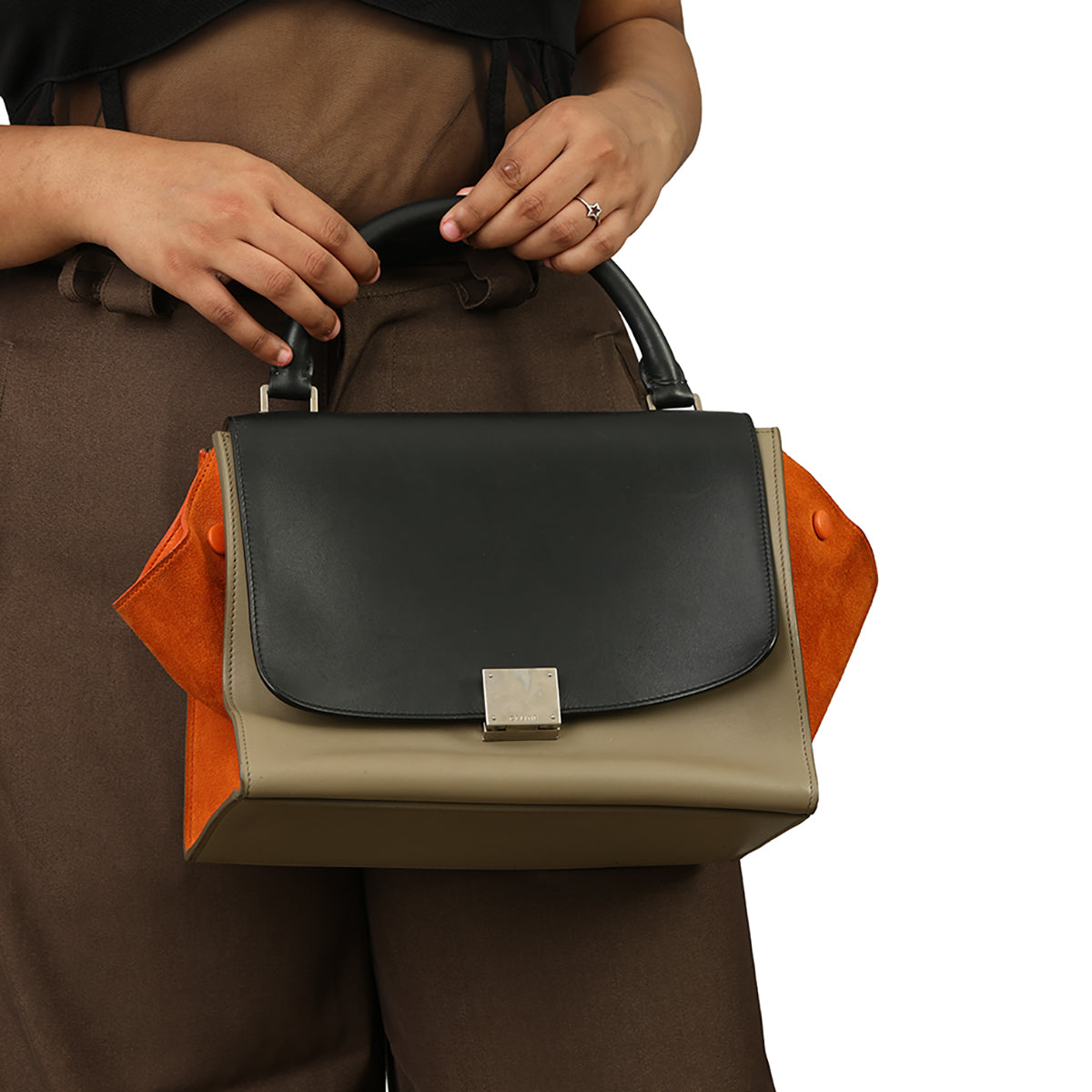 CELINE TRAPEZE SMALL TRI-COLOR HANDBAG