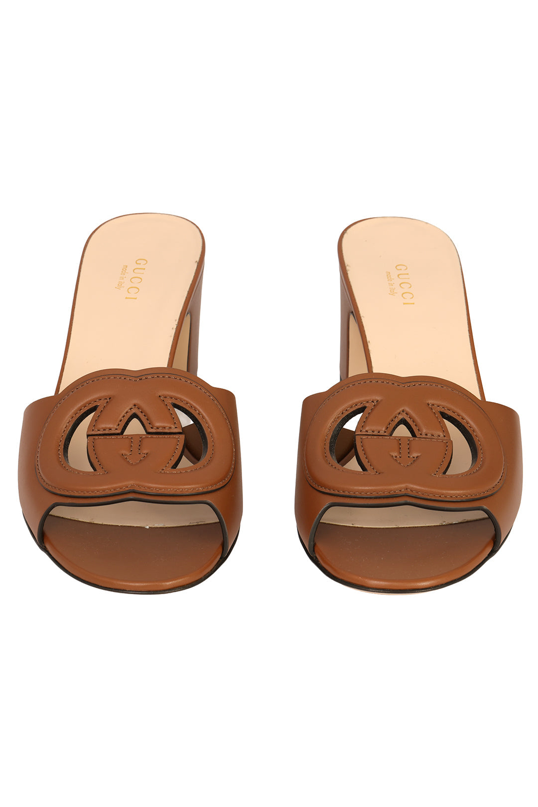 GUCCI SIZE EU:38.5 GG INTERLOCKING LEATHER SANDAL