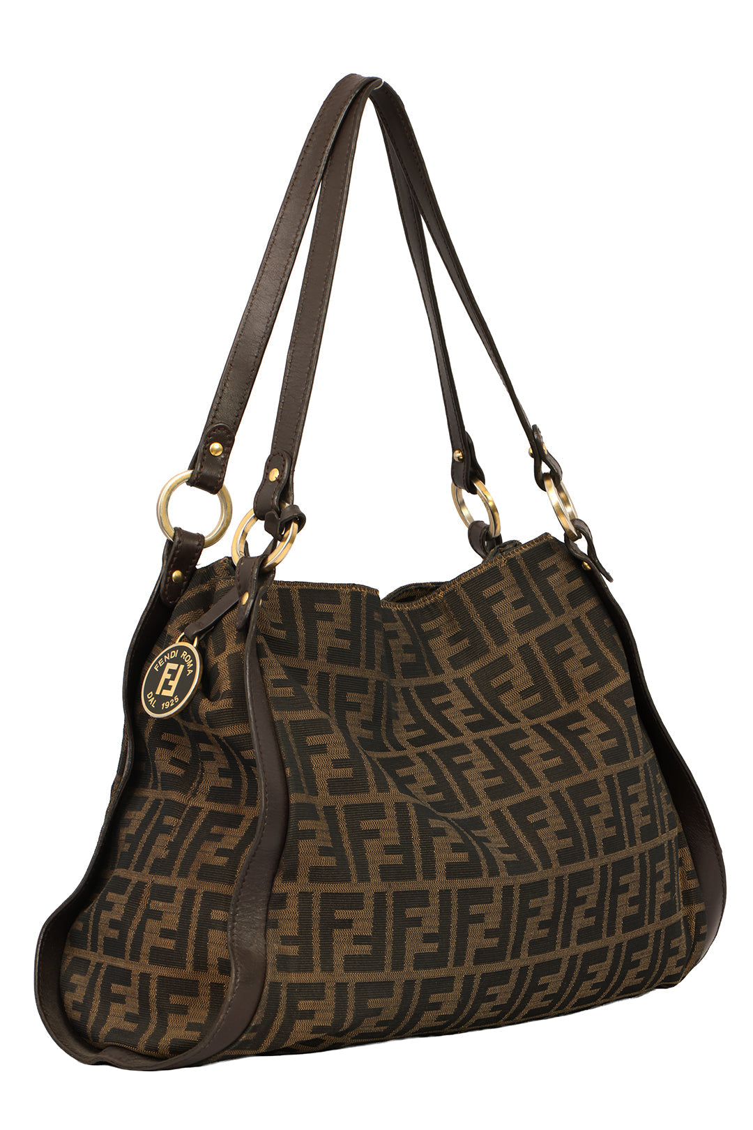 FENDI TABACCO ZUCCA CANVAS AND LEATHER MEDIUM