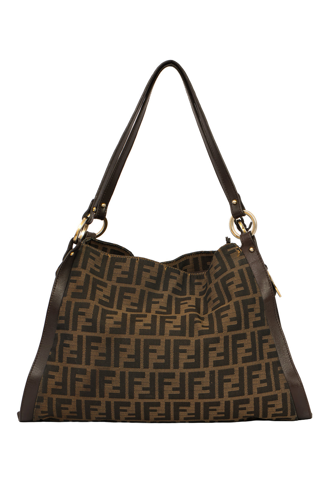 FENDI TABACCO ZUCCA CANVAS AND LEATHER MEDIUM