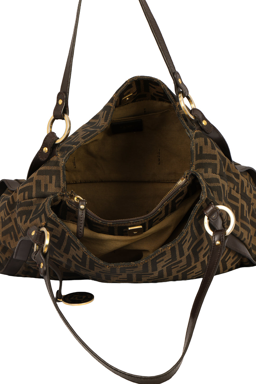 FENDI TABACCO ZUCCA CANVAS AND LEATHER MEDIUM