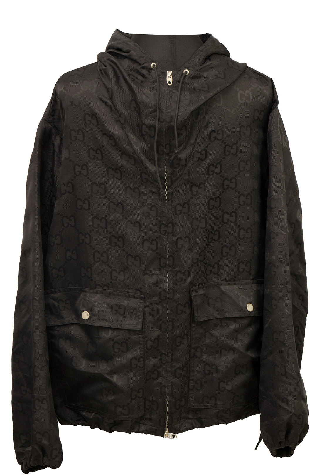 Gucci Size : 46/SMALL GG MONOGRAM LOOSE FIT NYLON ZIP-UP HOODIE