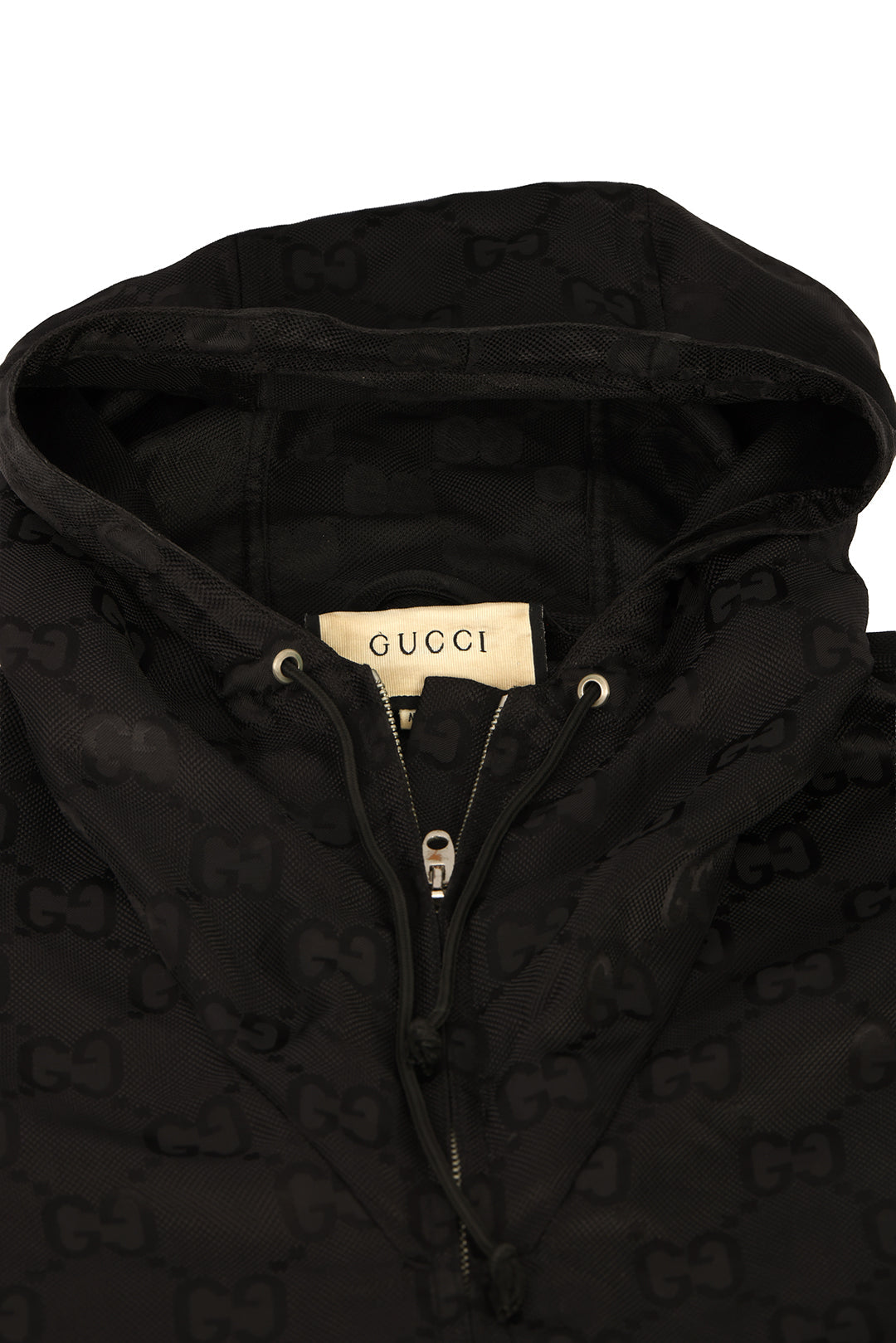Gucci Size : 46/SMALL GG MONOGRAM LOOSE FIT NYLON ZIP-UP HOODIE
