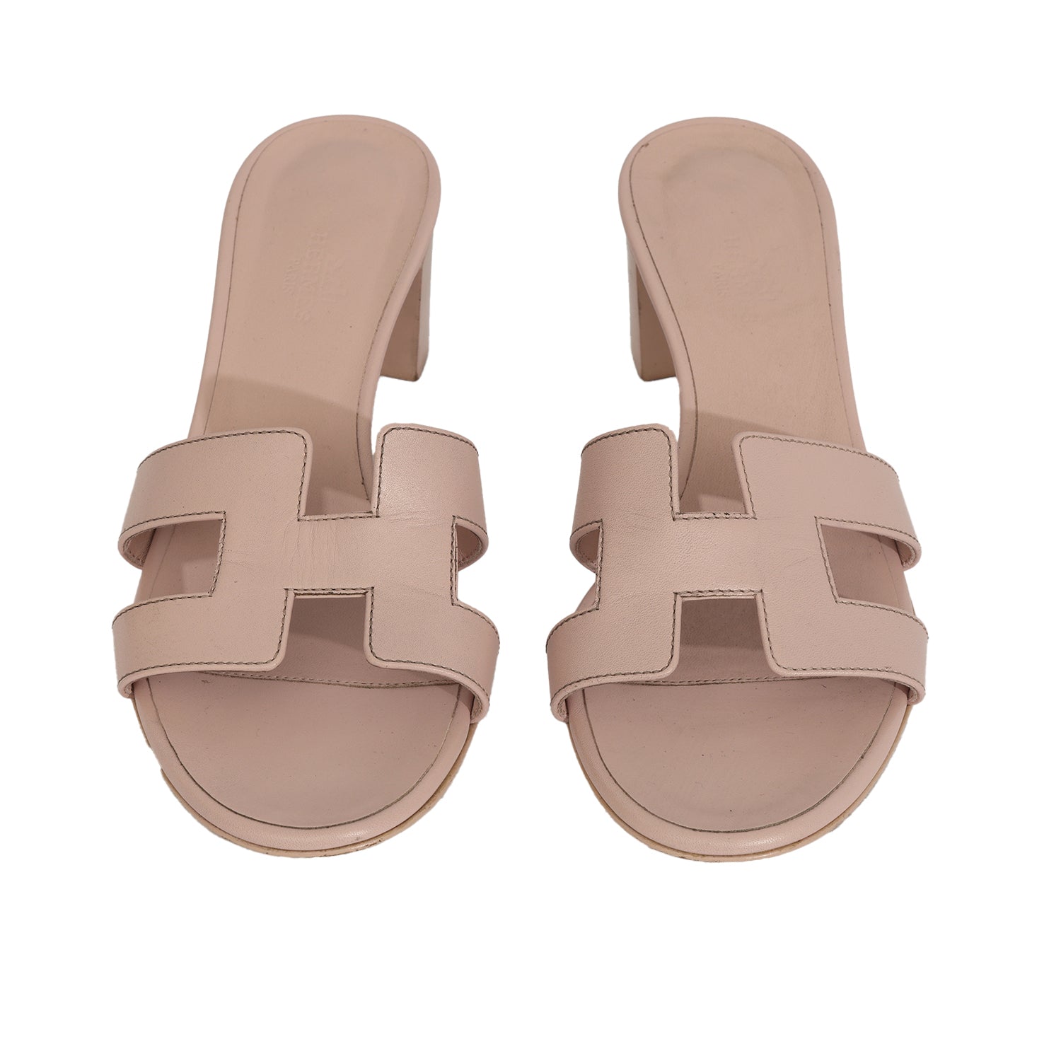 HERMES EU 38 OASIS “H” CUT- OUT LEATHER SANDALS