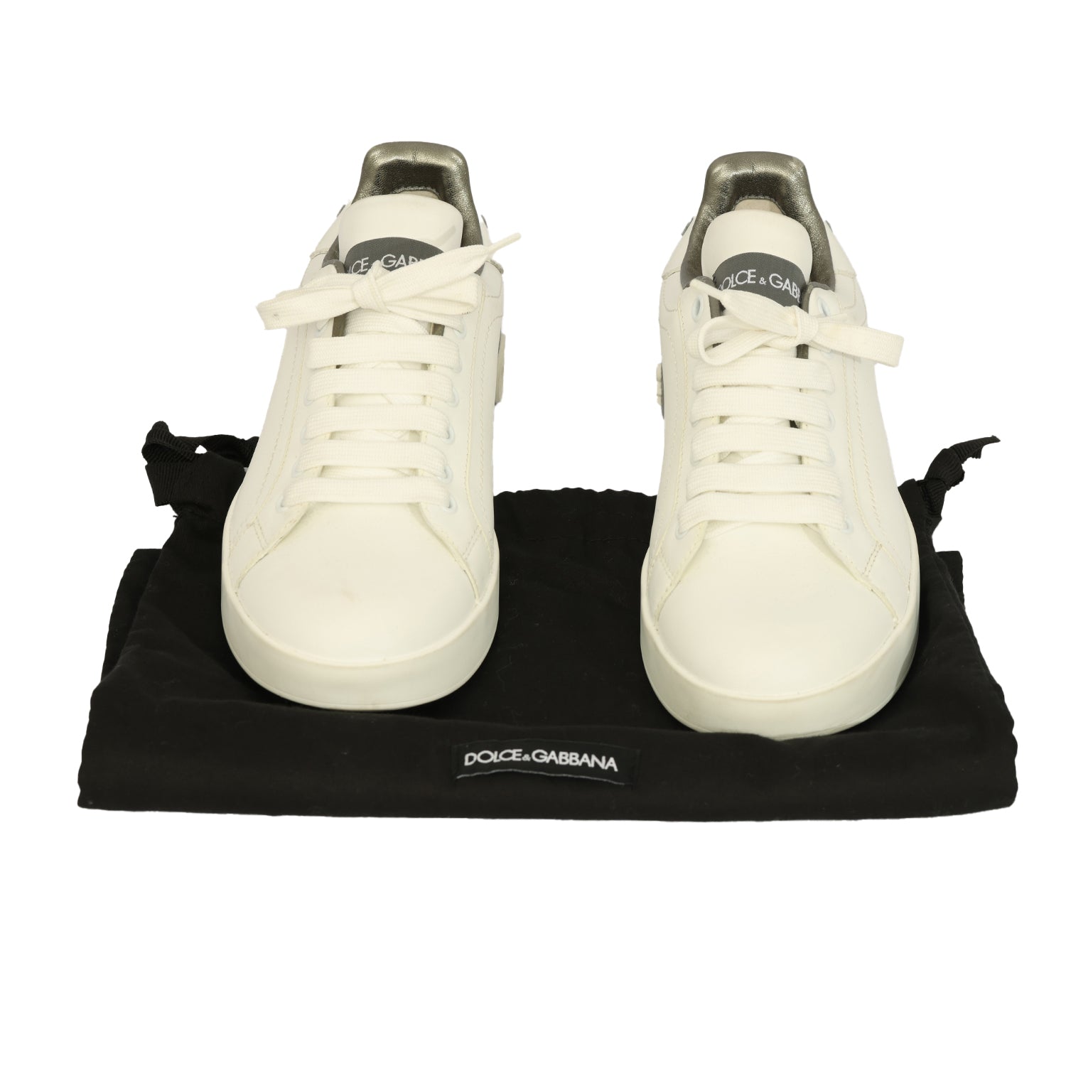 DOLCE & GABBANA SIZE EU 36.5 CALFSKIN PORTOFINO ICONIC LOGO SNAEKERS