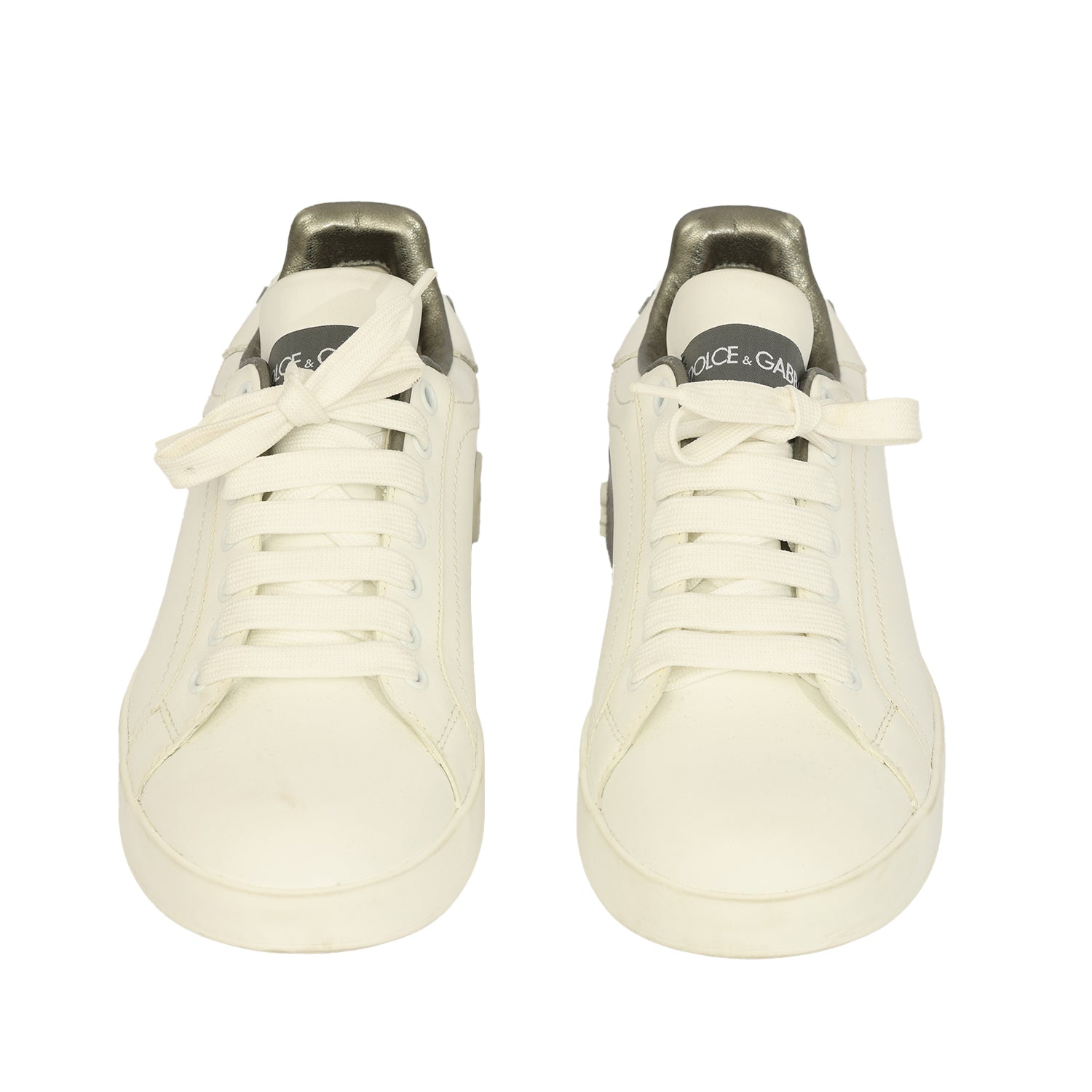 DOLCE & GABBANA SIZE EU 36.5 CALFSKIN PORTOFINO ICONIC LOGO SNAEKERS