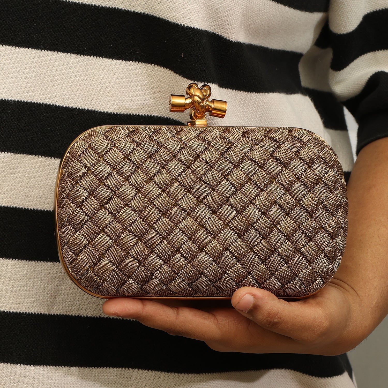 BOTTEGA VENETA METAL INTRECCIATO KNOT CLUTCH
