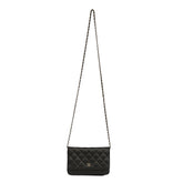 CHANEL QUILTED BLACK WALLET ON CHAIN HANDBAG