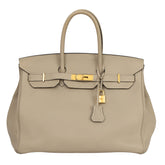 HERMES BIRKIN 35 GRIS TOURTERELLE TOGO LEATHER HANDBAG