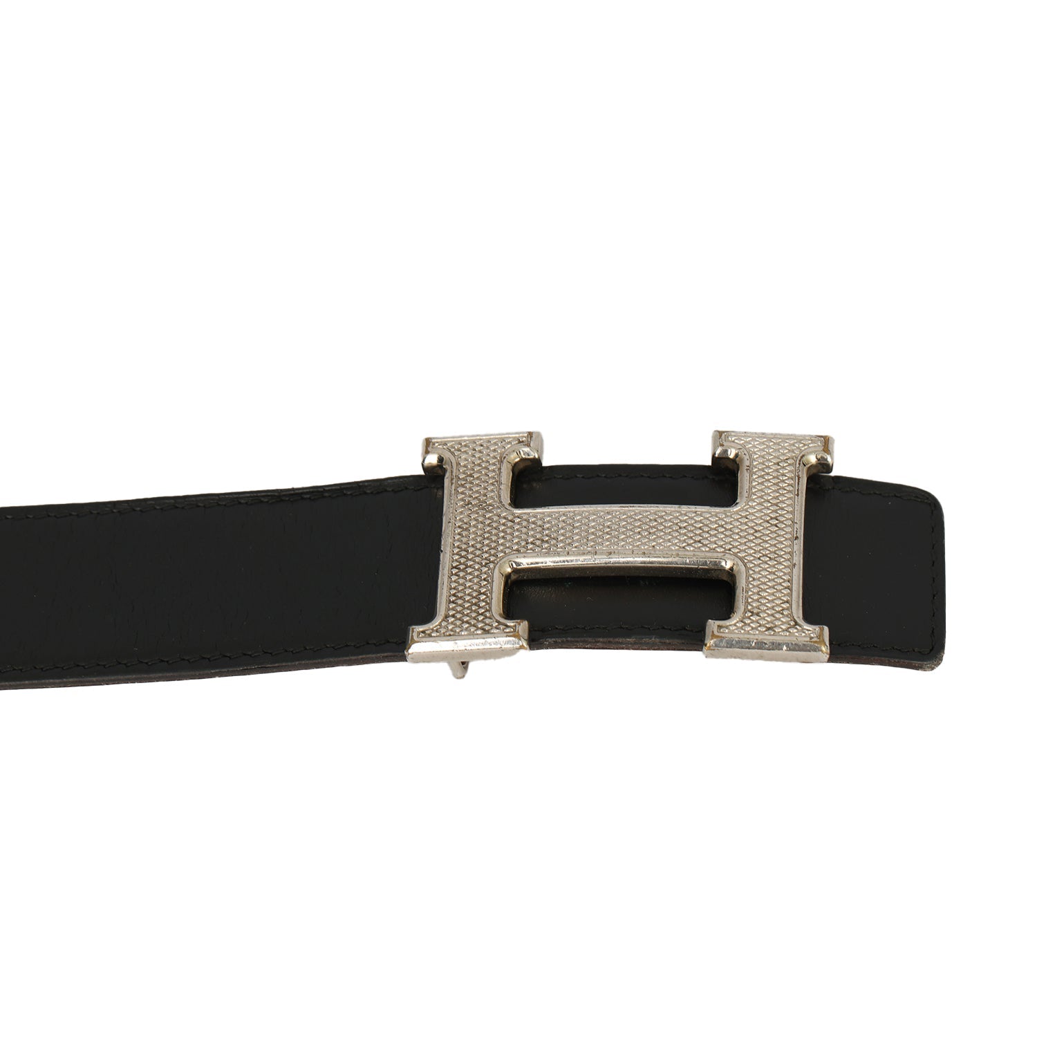 Hermes 100 cm/40 inches Guilloche H Buckle Reversible Leather Belt